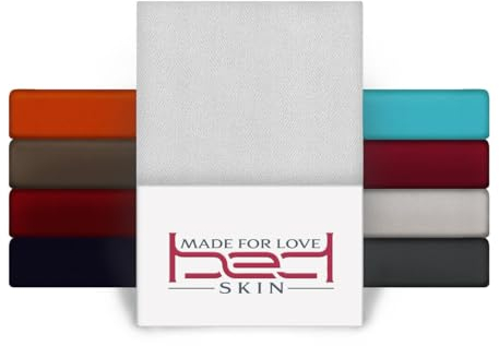 Bedskin Premium 2er Pack Topper Spannbettlaken 90x200-100x200 cm, bis 8 cm Topperhöhe - Jersey Spannbettlaken für Topper Boxspringbett, 100% Buamwolle Spannbetttuch (Weiß)