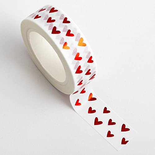 Italian Options Nastro adesivo Washi a forma di cuore rosso (15 mm x 10 m)