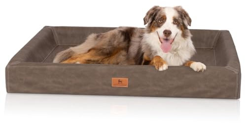 Knuffelwuff orthopädisches Hundebett Austin aus Kunstleder XXL 120 x 100cm Braun