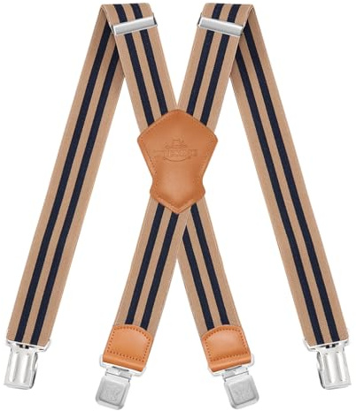 Dresime Hosenträger für Herren mit 4 starken Clips 4cm breit, X Form elastisch einstellbar Länge für Männer und Damen Overalls Jeans, Arbeitshosen, Jumpsuits, Motorradhosen, etc.