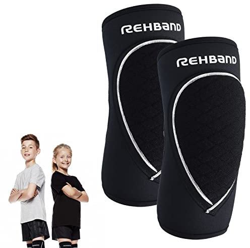 Rehband Ellenbogenschoner Kinder, 1 Stück oder 1 Paar, Schwarz, komfortabler Ellenbogenschützer für Volleyball & Handball, Farbe:Schwarz - 1 Paar, Größe:M