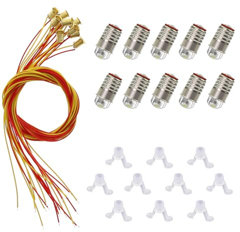 Evemodel Lot de 10 ampoules LED blanches à visser et pied d'éclairage 9 V-14 V