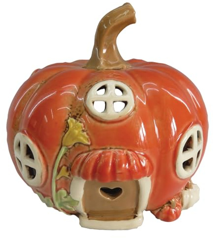 Shudehill Giftware Village Pottery Ceramic Tealight Holder Autumn Collection Houses - Pumpkin or Acorn Designs (Pumpkin)
