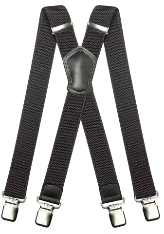 JEMYGINS Tirantes para hombre anchos de 3.8 cm con 4 fuertes clips de metal largos, talla única ajustable y elástico estilo X para hombres y mujeres, M