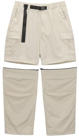 FLYGAGA Damen Wanderhose Zip Off Hose Abnehmbare Hosebeine Shorts Sommer mit Gürtel Leichte Schnelltrocknend Atmungsaktiv Funktionshose Trekkinghose Klassischer Outdoorhose Cargohose Stil
