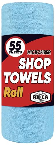 AIDEA Blue Shop Lot de 55 serviettes en microfibre multi-usages, non pelucheuses, réutilisables pour automobile, mécanique, atelier, maison, cuisine, 28 x 22,9 cm- bleu