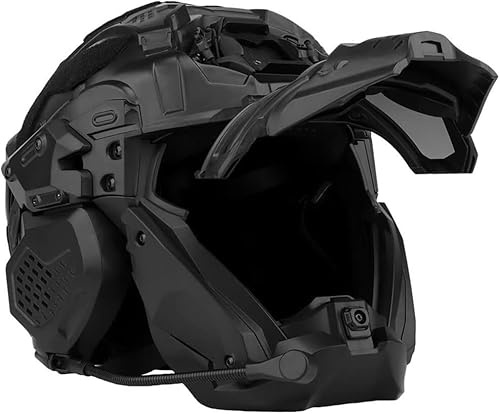 TS TAC-SKY For Military, Paintball, CS And Outdoor Activities Tactical Helmet With Mask, Headset, Goggles And Fog Fan, Airsoft Fast Helmet, Tactical Protective Full Face Helmet(BKA)