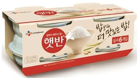 CJ Cooked Rice (Hetbahn) - Korean Microwavable Instant White Rice 210g - Korean rice pack, Korean convenience food, Instant microwave rice (Pack 6)