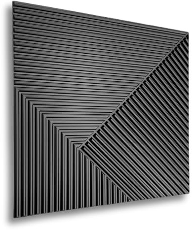 Eurodeco Lot de 12 panneaux muraux en plastique PVC, 3 m², aspect 3D, 50 x 50 cm, pour salle de jeu, plafond, (noirs D168)