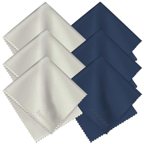 6 Pack of 15 x 18cm Microfiber Cleaning Cloths for Lens,6 x 7 inches Glasses Cleaner Cloth,Washable Glasses Cloth for Spectacles,great for Camera Lenses,Screens,Tablets,Eyeglasses(Navy & Gray)