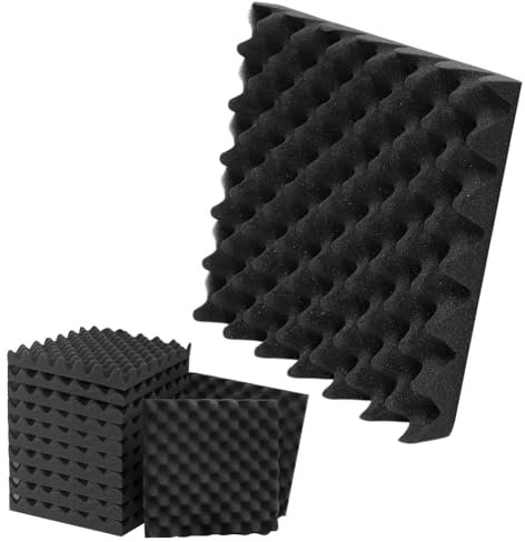Akustikpaneele Selbstklebend, 12 Stück Schalldämmung Schallschutz Wand Schallschutzplatten Akustikplatten, Akustikschaumstoff Selbstklebend, Akustische Behandlung für Studio Büro, Schwarz(30x30x2.5CM)
