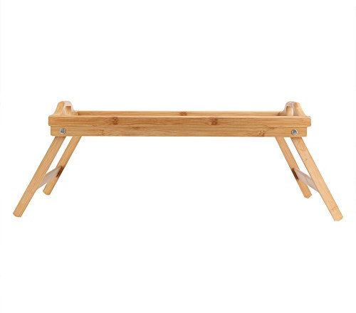 Frukostbord med Hopfällbara Ben, Robust Sängbricka, Förhöjd Plattform för Kompakt Förvaring