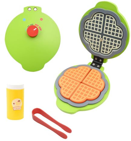 Coriver Kinderküche Zubehör Holz, Waffeleisen Backset, Küche Zubehör für Kinder, Waffeleisen Rollenspielzeug für Mädchen Jungen 3+ Jahre Alt