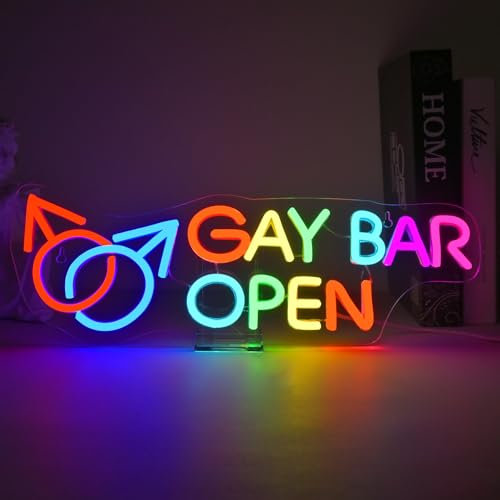 VYXIN Cartel de neón abierto de bar, letrero abierto LGBT, letrero luminoso Lgbtq, bar, hombre, cueva, club, letrero luminoso para bar, ventana de negocios, pub, signo abierto, decoración, regalos