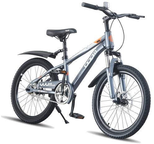 LSLIFE Kids Mountain Bike for Boys, 18 Inch Kids Bicycle for 6-10 Years Old Boy with Shock Absorber Boys Mountain Bicycle with Dual Disc Brake (Grey, 18 Inch)