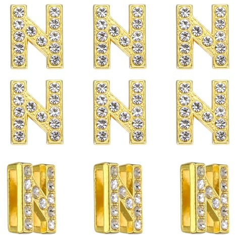 PATIKIL Strass bokstavsberlock, 30 st 10 mm glidarmband hängen kristall bokstav N berlock hängen alfabet A-Z för gör-det-själv smyckestillverkning halsband armband, guldton, 11mm, legering, Strass