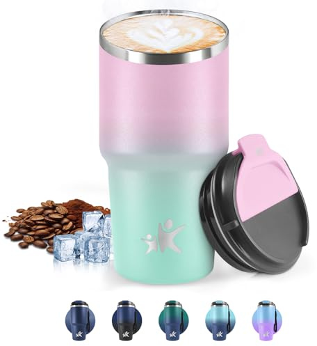 HoneyHolly Thermobecher 600 ml, Wiederverwendbar, Edelstahl Kaffeebecher-to-go Thermo, Auslaufsicher, Doppelwandiger Trinkbecher, Isolierbecher, Travel Mug für Heißen Kaffee, Tee und Kalte Getränke