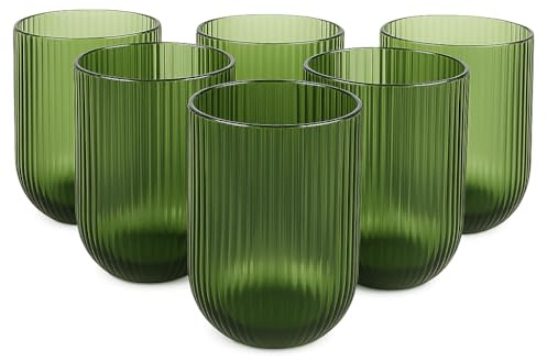 cecaro group – Set 6 Bicchieri Acqua in Pasta di Vetro Colorata Verde 260 ml