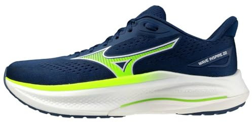 Mizuno Wave Inspire 22 Men's Running Shoes, Estate Blue/Lightning Yellow - 10.5 UK