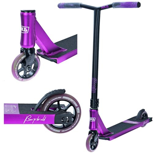 NKD Trottinette de Stunt – Rally V4 | Roulements Haute Performance ABEC-9 | Guidon Rotatif à 360° pour Le Freestyle | Alliage d’Aluminium 6061 Durable
