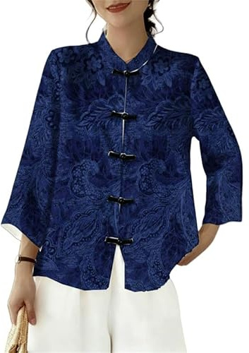 keepmore Fortunato Pesce Koi Etnico Fiore Stampa 3D Donne Elegante Cinese Hanfu Top Cheongsam Camicia Chiusure a Rana Tang Blusa Abbigliamento