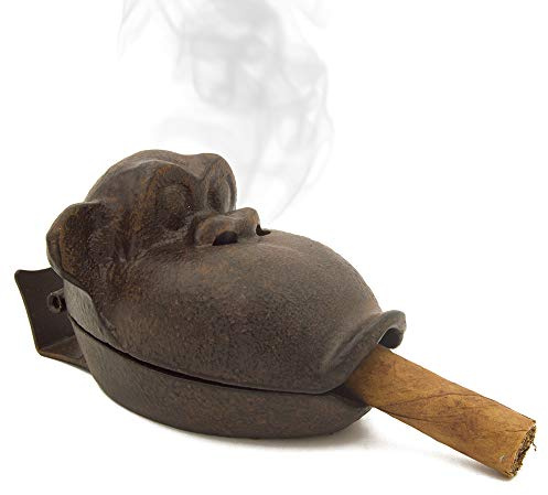 Cigar Ashtrays, Cigarette Holder Smokeless Indoor Cute Ashtray Cast Iron Monkey Outdoor Decor for patio, Great Gift Ashtray for smokers