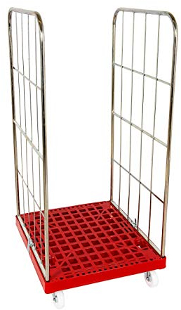 der ROLLENDE SHOP Rollbehälter 1450 mm 2-seitig gebraucht, Rot, Kunststoff, Kompakt, 4 Rollen, Traglast 500 kg