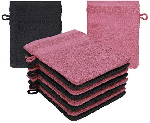 Betz 10 Stück Waschhandschuhe Waschlappen Set Premium 100% Baumwolle 16x21 cm Farbe Graphit - Beere