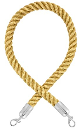 Absperrkordel -Premium- mit Karabinern (Ø36 mm) - Absperrseil mit Schnappenden (1.5 m, Beige/Chrom poliert)