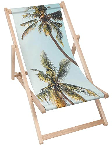 DreamRoots Liegestuhl Klappbar Holz aus Buchenholz, bis 130 kg belastbar, 3-Fach verstellbare Rückenlehne, waschbarer Polyesterbezug