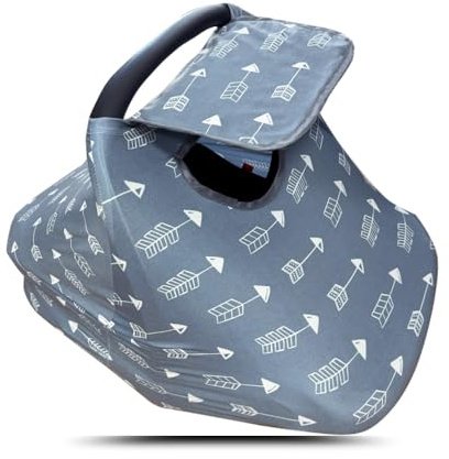 Fundas para sillas de coche para bebés, funda elástica multi en 1 para silla de coche para bebés, funda para silla de coche para niñas niño, funda para lactancia, ventana con tapa de solapa, gris