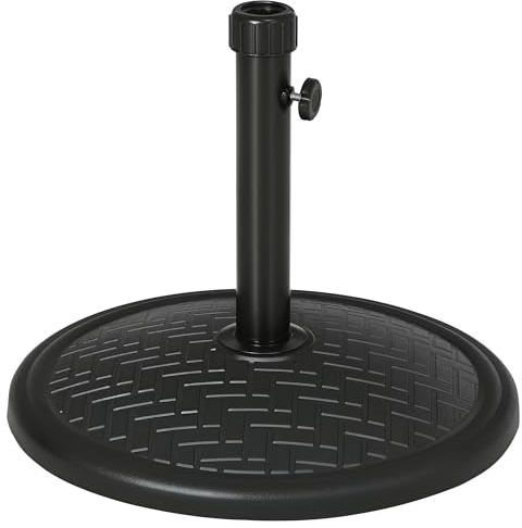 Outsunny Base de Sombrilla de Hormigón Soporte para Parasol de 14 kg Pie de Parasol para Mástil de Ø32-38 mm para Jardín Terraza Patio Ø46x34 cm Negro