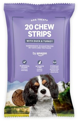 by Amazon - Friandises pour chiens - 20 bandes à mâcher avec canard et à la dinde, 200 g
