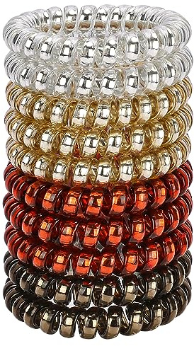 JessLab Espiral Corbatas en Pelo, 10 Pcs sin Rastro Cintas de Cordón Telefónico sin Daños, Plástico Porta Cola de Cabello para Mujeres y Niñas, Colores Surtidos (#24)