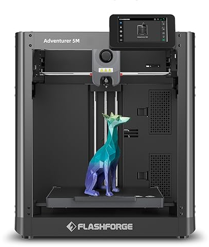 FLASHFORGE Adventurer 5M 3D-Drucker mit Vollständig Auto-Nivellierung Maximal 600mm/s, 280℃ Schnellverschlussdüse, CoreXY Struktur für Überlegene Druckqualität, Neueinsteiger & Experten Kluge Wahl