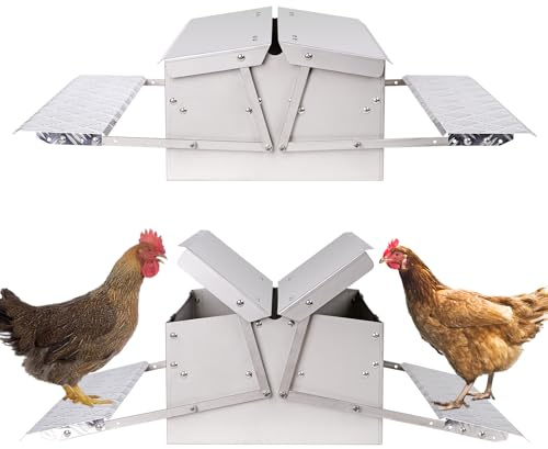 MUALROUS Comedero automático de 25 kg, para gallinas, a prueba de ratas, comedero automático, placa de paso automática, alimentación de pollos, protección para ratas, placa de doble cara para coche