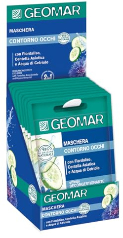 GEOMAR | Mascarilla Facial y Contorno de Ojos 2 en 1, 24 Paquetes x 12 ml | Efecto Antifatiga y Descongestionante, 95% de Origen Natural, Dermatológicamente Testada, Made in Italy