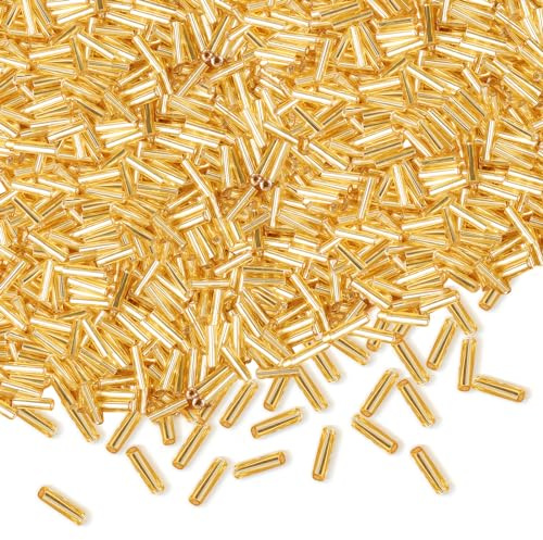 Pärlor för tillverkning av armband, 2 x 7 mm rörpärlor för smyckestillverkning, 4 000 st guld små pärlor för halsband örhänge och hantverk gör-det-själv-tillverkning