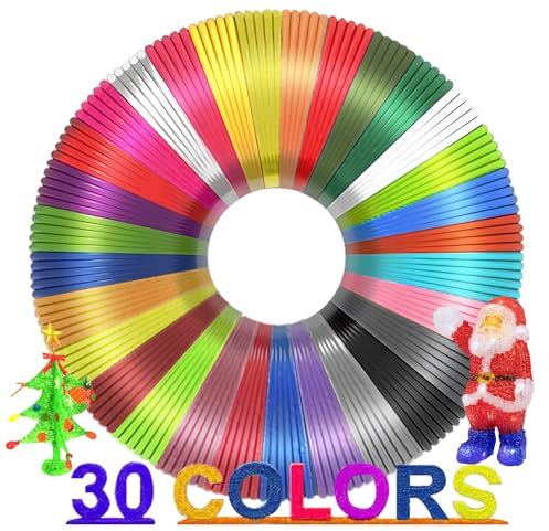 3D Pen Filament Refills 30 Colors, 1.75mm PLA 3D Printing Material Each 5M Total 150M for Most 1.75mm 3D Pens, Compatible with SCRIB3D, PIKA3D, Jandi, LIHUACHEN, Yummici and WGP Pens