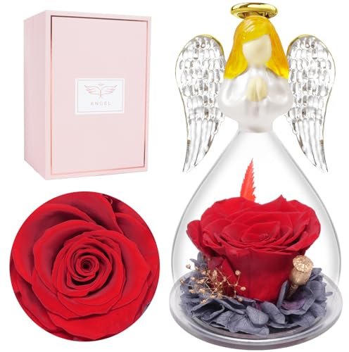 Miofula Regalo Festa Della Mamma,Rosa Stabilizzata Regalo Donna Compleanno,Rosa Eterna Angelo Regalo Mamma Nonna Fidanzata,Fiori Stabilizzati Regali Donna,Regali Festa Della Mamma Anniversario per Lei