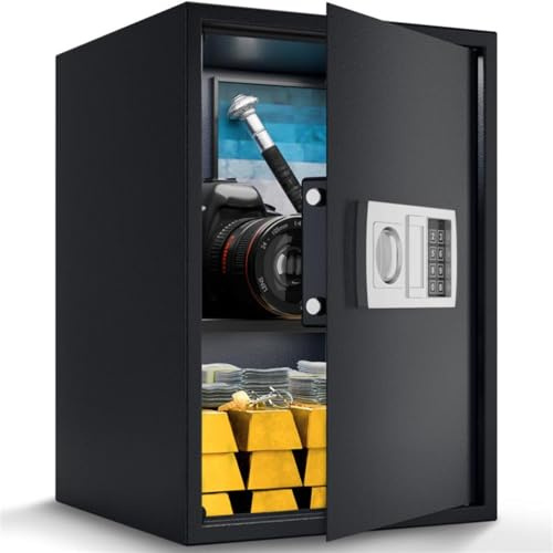 ACROPAQ Caja fuerte electrónica grande - Caja fuerte grande robusta con PIN programable de 3 a 8 dígitos, 51 L (55 × 35 × 33 cm), Estante ajustable y llaves de emergencia - Safe, Cajas fuertes