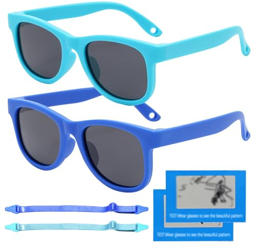 DAVBNM 2 Pair Baby Sunglasses, Kids Sunglasses, Toddler Sunglassess, Children Sunglassess, Polarized, for Boys and Girls Aged 0-3, UV 400