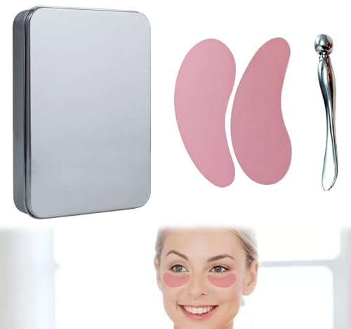 Huybaa Set da 3 pezzi Patch Occhi Riutilizzabili, Pads per Occhi con Applicatore in Metallo per Ridurre Rughe e Linee Sottili, Eye Patch, Rosa