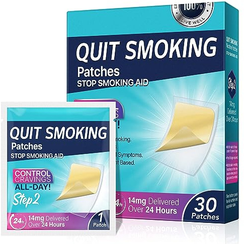 BAYON Parches para dejar de fumar 14 mg Paso 2 reduccion gradual del tratamiento antitabaco – Elimina dependencia y controla ansiedad – 30 parches naturales 24h