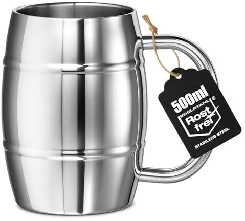 Wilhelm Sell® Vaso térmico XL 500 ml de acero inox 304 – taza aislante de doble pared – jarra resistente para camping, viajes, exterior y hogar – duradera y sin BPA (500ml - 1 pieza)
