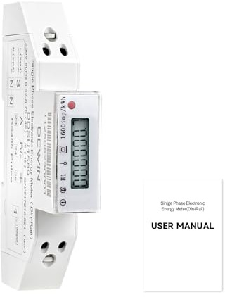 DEWIN Contatore Kwh Monofase, 5(45) A 230VAC Contatore Energia Elettrica Contatore Elettrico Monofase su Guida,con RS485 Comunicazione(con Manuale in Italiano)