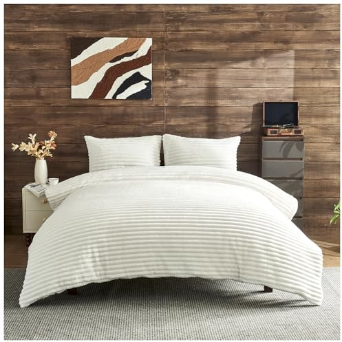 GC GAVENO CAVAILIA Juego de Ropa de Cama de Forro Polar Acanalado, tamaño King, 220 x 230 cm, Juego de Funda de edredón de poliéster súper Suave con Fundas de Almohada, térmico, cálido, Acogedor