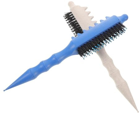 EPIGEIST Cepillo para Cardar Cabello Fino 2 Piezas Azul y Marfil Cerdas de Cerda de Jabalí, Peine Masajeador de Raíces para Rizos Voluminosos y Herramienta de Peinado Profesional para Uso