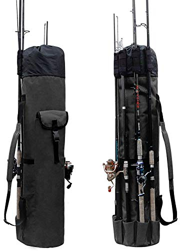 Powcan Rutentasche, Angeltasche Rod Case Angelkoffer wasserdichte Fischerei Werkzeug Aufbewahrungstasche, Längen:123cm,Verchiedene Taschen für Outdoor Angel (schwarz)