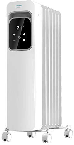 Cecotec Radiador Eléctrico de Aceite Ready Warm 7000 Touch. Bajo Consumo, 7 Elementos, 1500 W, 3 Modos de funcionamiento, Pantalla LCD, Control Táctil, Temporizador 9h, Ruedas, 15 m2